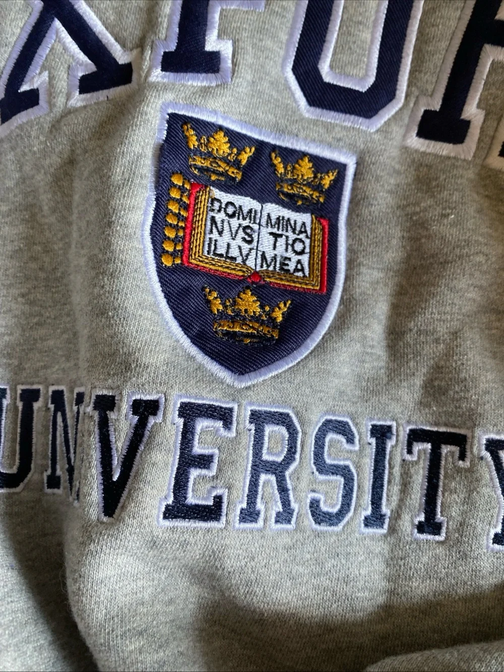 Oxford Gray Crewneck with Navy Lettering